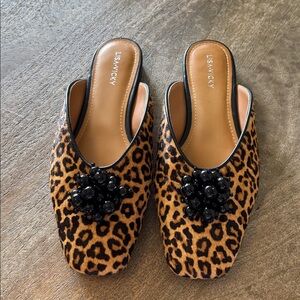 Leopard Print Calf Hair Women's Mules 8m